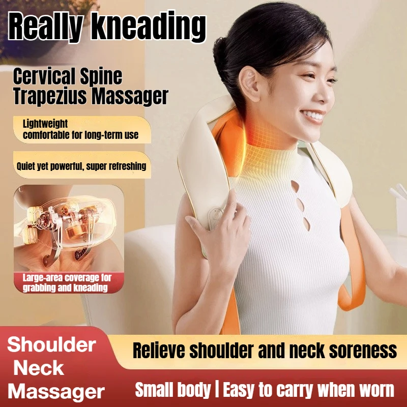 

New Shoulder Neck Massager Breathable Tech Fabric Skin-Friendly Full Body Use Powerful Quiet Motor Waist Legs Heating Portable
