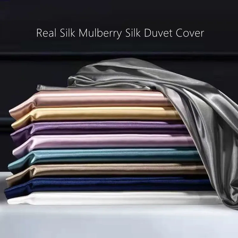 Mulberry Silk Duvet Cover Double Faced Silk Quilt Cover Pure Color Luxury High Quality Naked Sleep Twin Queen King Bedding Set