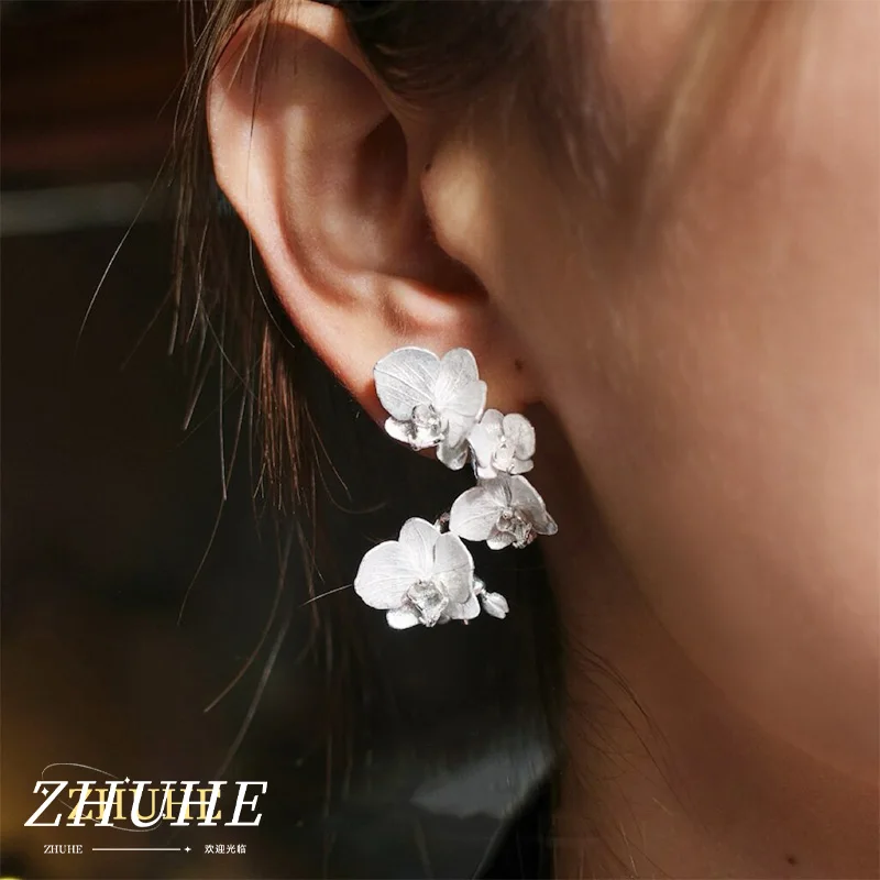 

Minimalist Copper Jewelry Accessories For Women Men Modern Butterfly Orchid Tassel Earrings Sleek Copper Alloy Long Dangle Earri