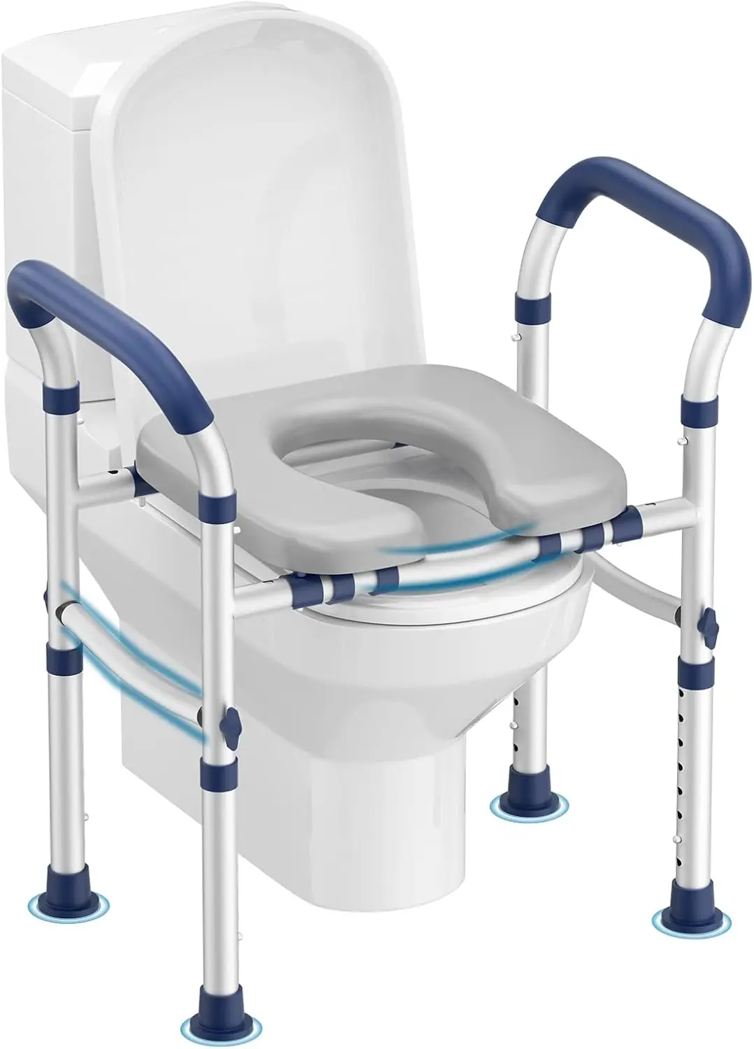 Raised Toilet Seat with Handles for Elderly, Toilet Seats Risers for Seniors,Adjustable Height & Width 400 lb Handicap Pregnant