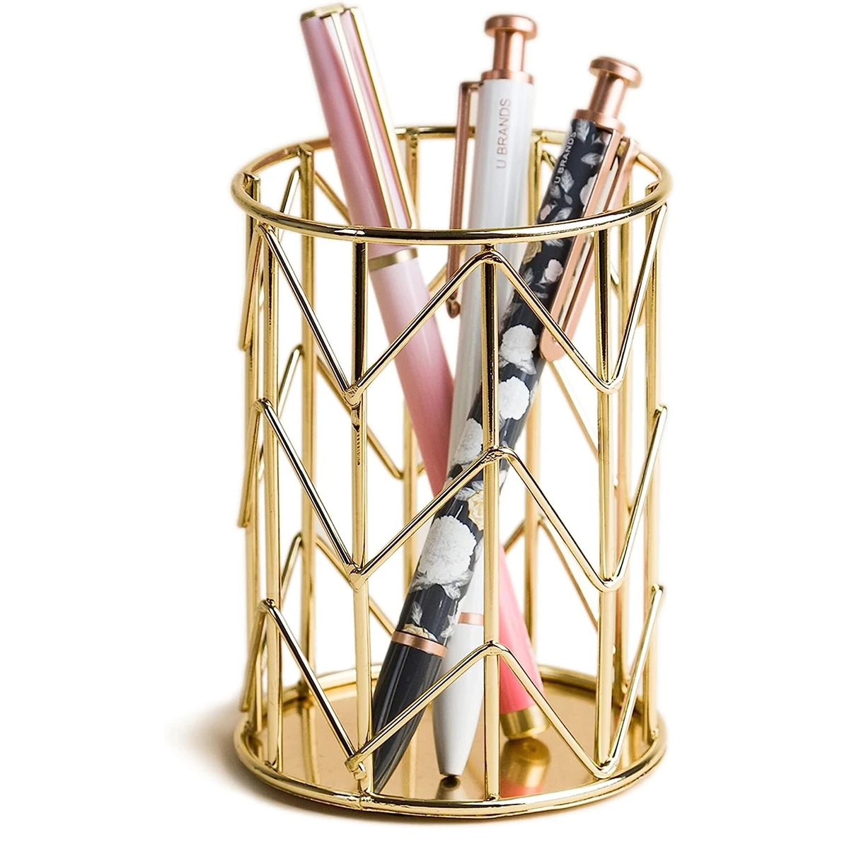 

Nordic Pencil Holder Hollow Metal Wire Pencil Cup Office Desk Organizers Pencil Cup Holder Desktop Accessories Rose Gold