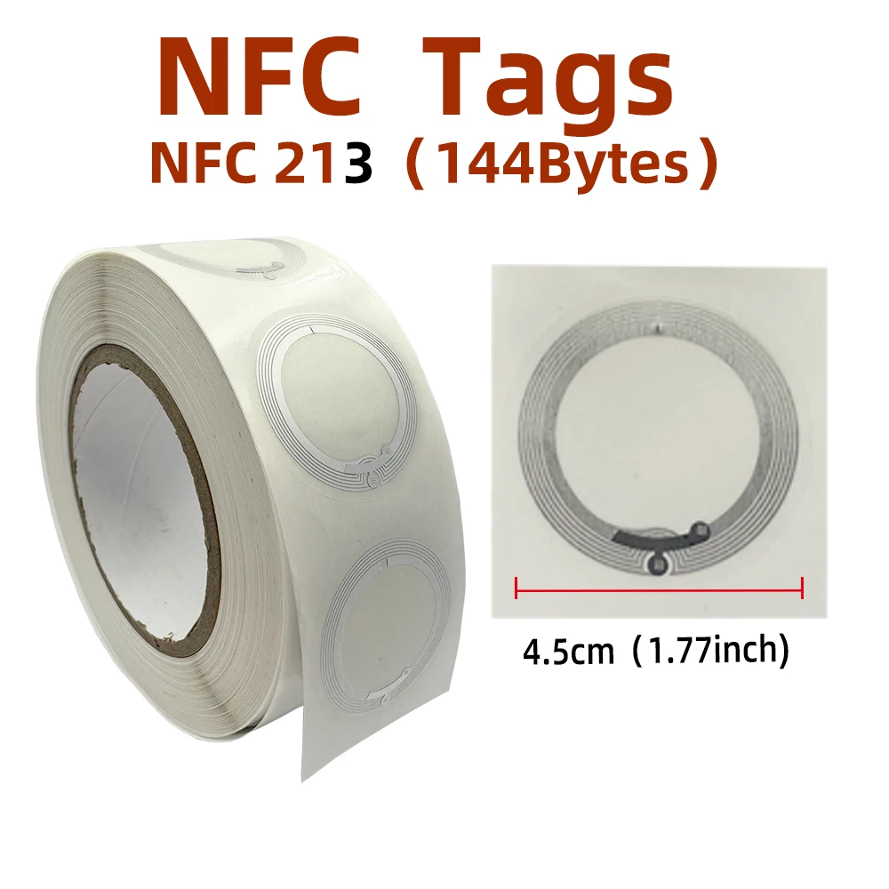NFC Lable Tag 45mm 13.56MHz nfc213 Stickers Universal Lable Ntag213 Chip RFID for all NFC enabled phones nfc Anti metal Tags