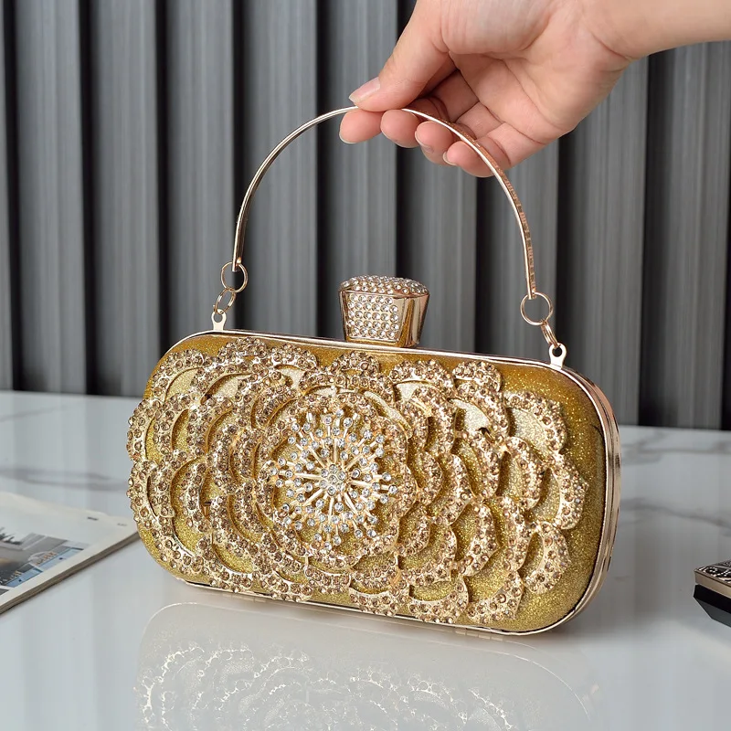 Bolso de noche con diamantes de imitación rojos, bolso de mano de marca con diamantes para mujer, bolso de lujo con diseño de flores para teléfono, bolso cruzado 2024