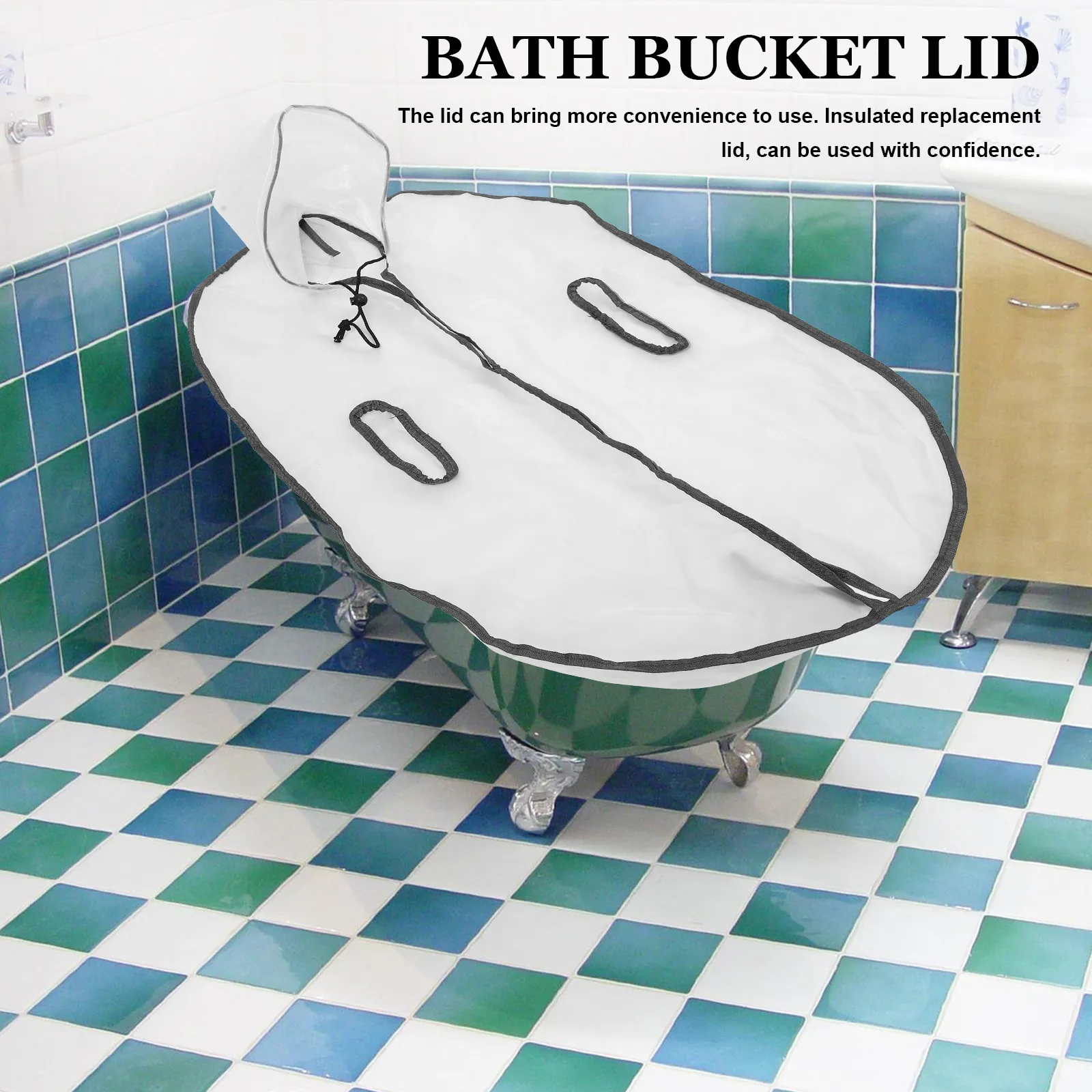 Foldable Thermal Bathtub Lid – Lightweight Insulated Plastic Cover for Soaking Bath Barrel & Spa Tub