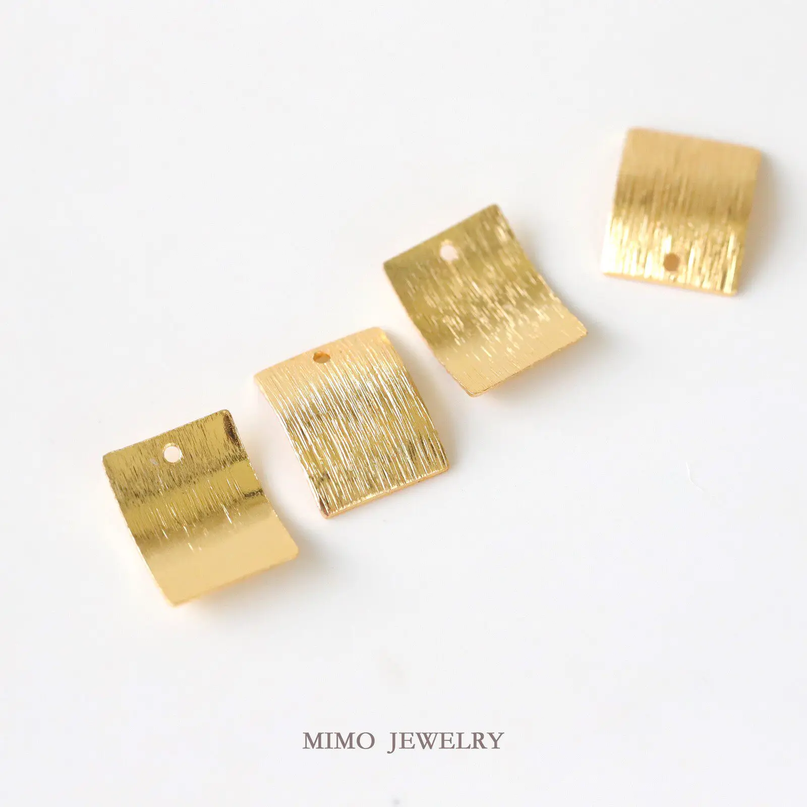 1pcs Copper-plated Gold Geometric Square Brushed Matte Sheet Pendant Charms For Jewelry Making DIY Bracelet Accessories Findings