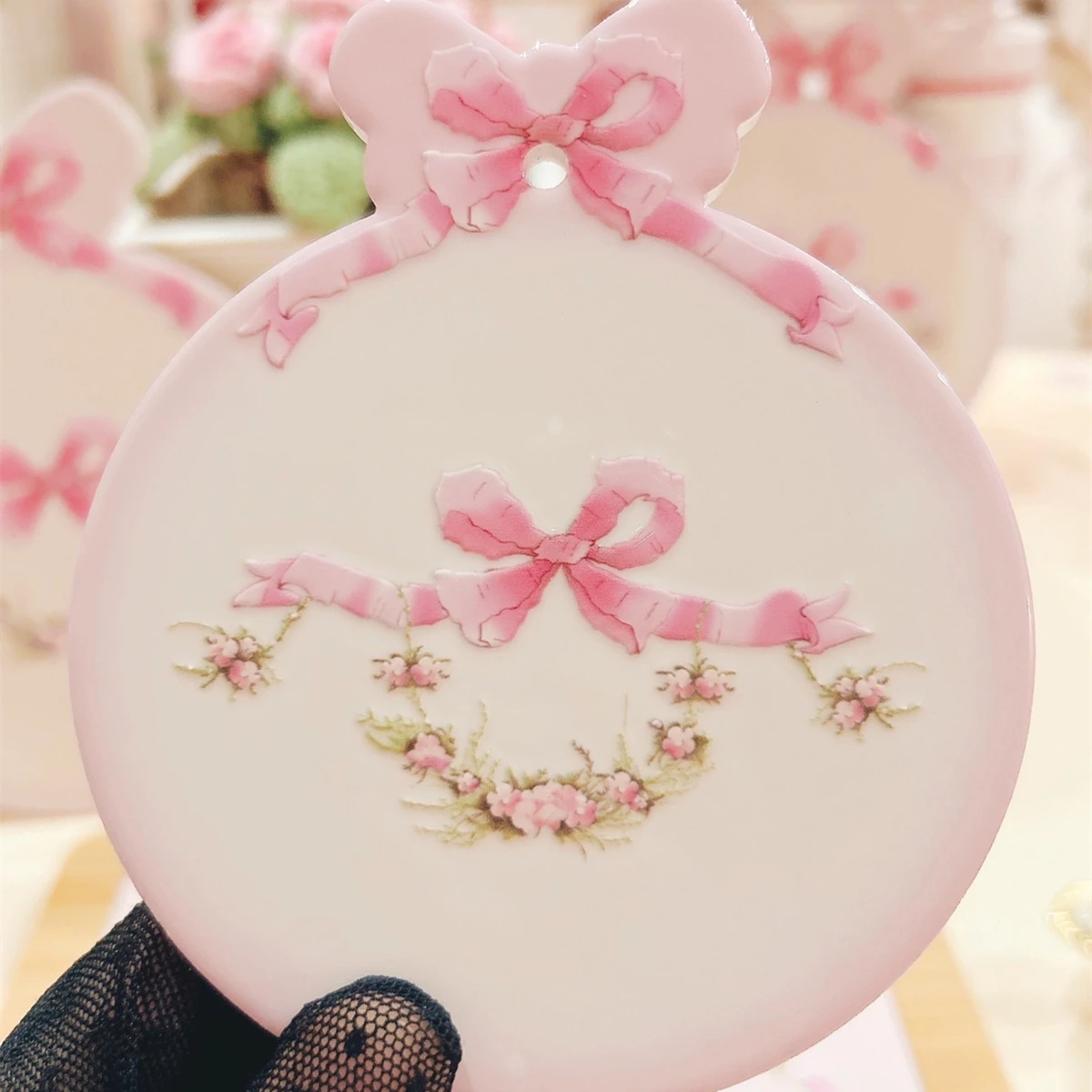 

Cute Ceramic Placemat Korean Romantic Rose Printing Heat Insulation Pot Pad Bowl Mat Coaster Home Diningtable Decoration