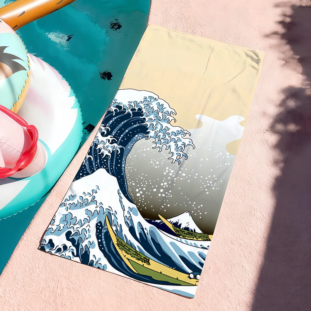 Hokusai Waves Art Towel – Soft, Quick-Dry Beach & Bath Towel for Pool, Travel, Gym & Outdoor Use 40x60cm