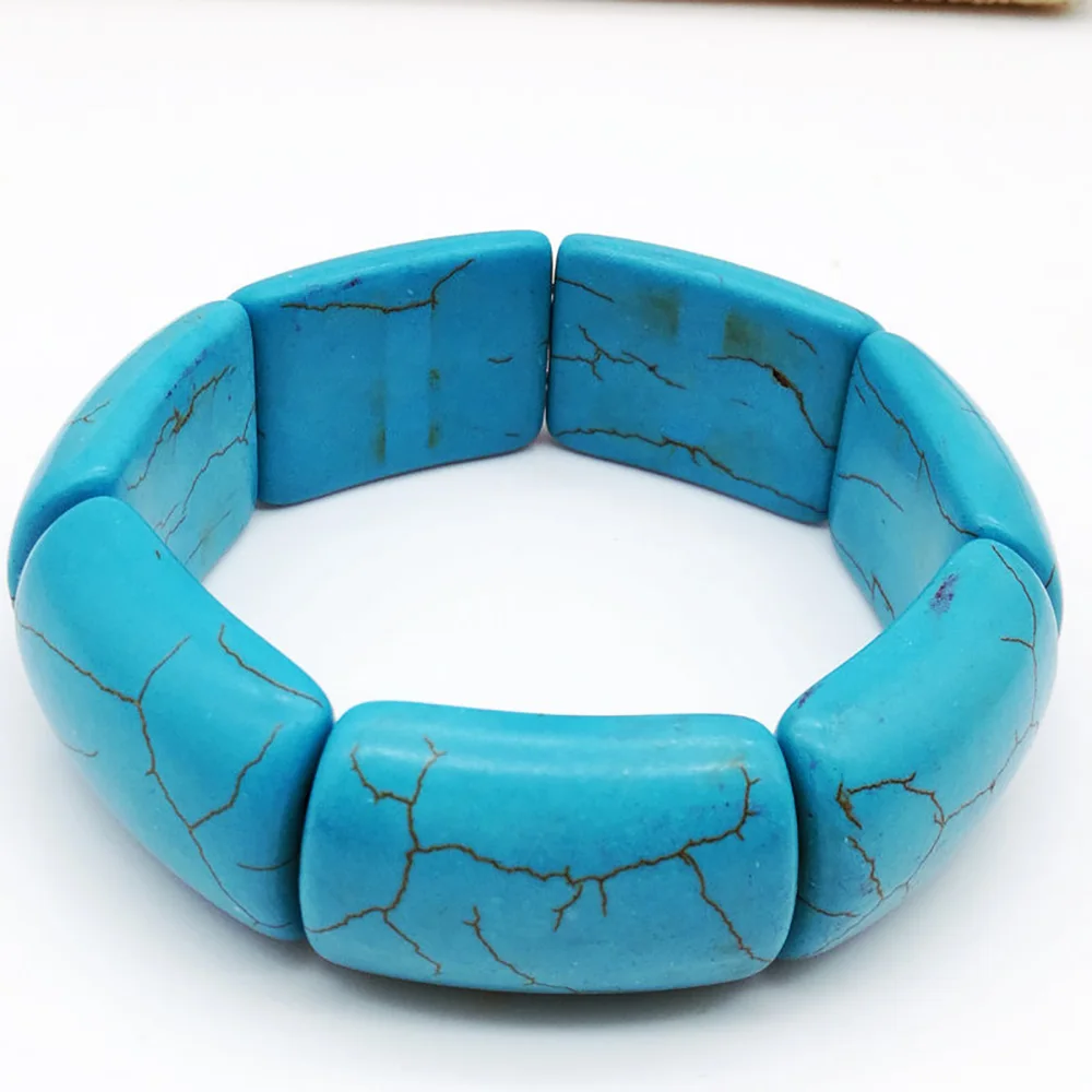 Retro Blue Concise Turkey Turquoise Block Bracelet Women Accessory Crafts Original New Cute Bohemian Female Jewelry Gift