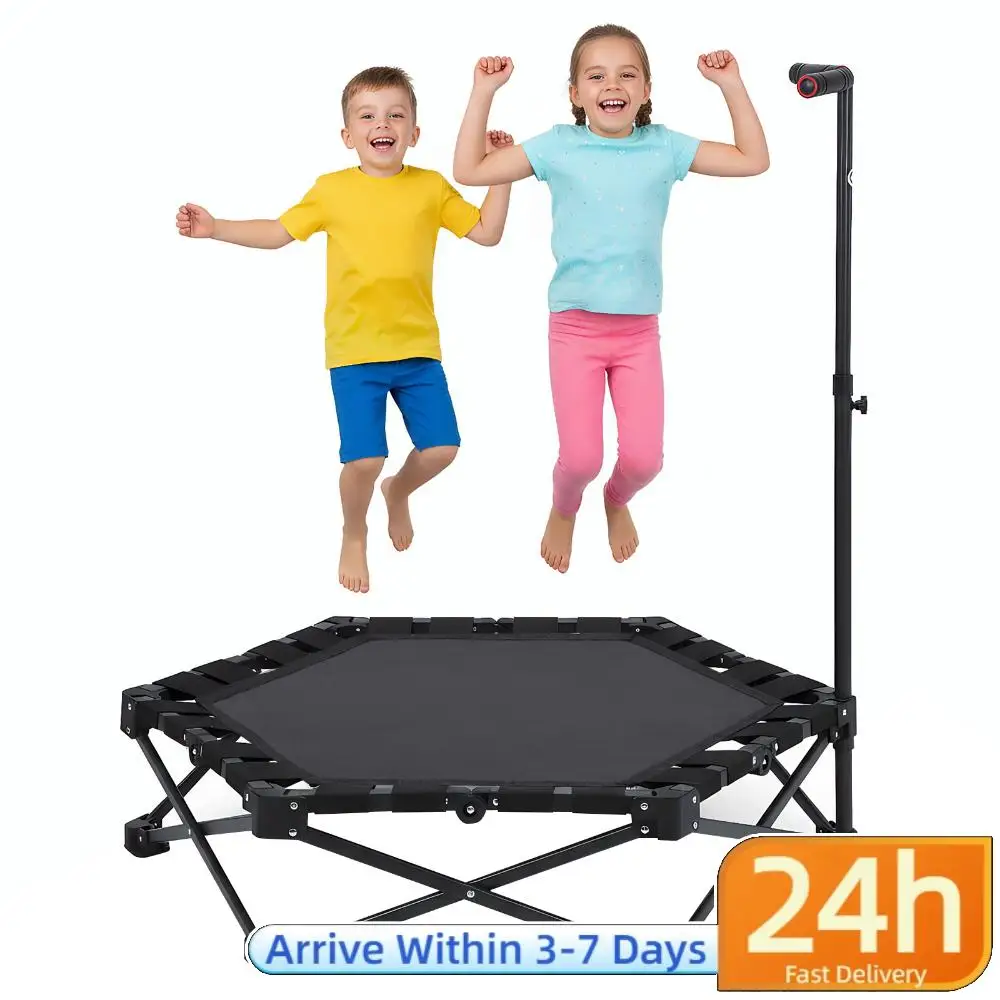 

42in Indoor Trampoline 450lbs Max Load Adult Exercise Trampoline with Adjustable T-Bar Handle for Indoor Outdoor Home Gym