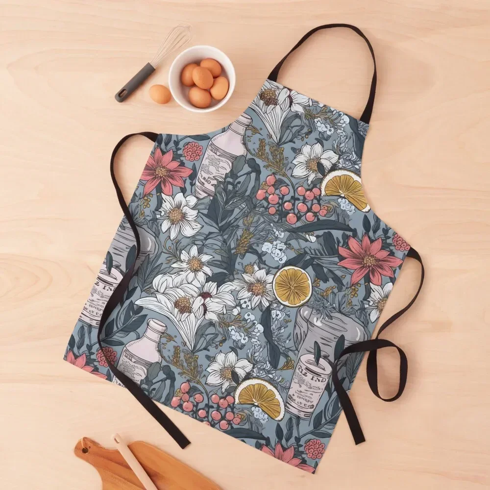 

Gin and Tonic Inspired Pattern Apron japanese style Kitchen Kawaii Accessories Women Kitchen'S Chef Accessories Apron