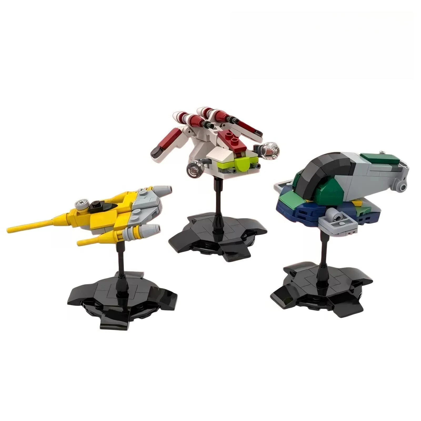 Multi‑Pack Micro‑Scale Sci‑Fi Starfighter Collection Building 3‑Unit Compact Space‑Vessel Set Tabletop Display Collectible Toy