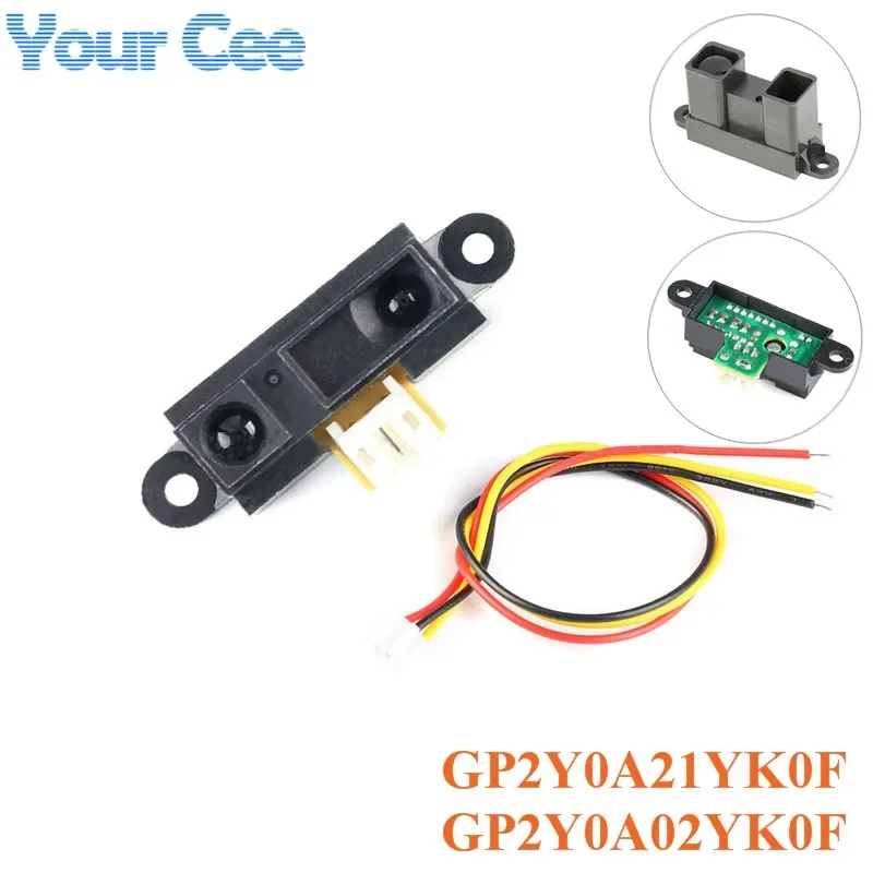 2pcs/1pc P2Y0A21YK0F 10-80cm GP2Y0A02YK0F 20-150cm IR Infrared Proximity Sensor Module GInfrared Analog Distance 4.5~5.5V