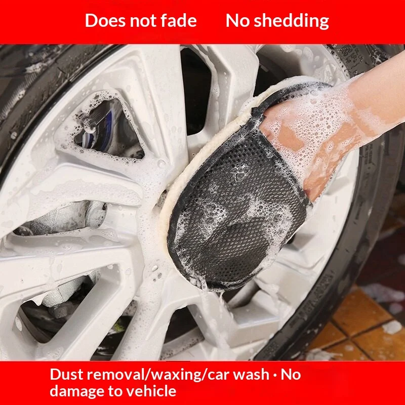 Car Wash Mitt Faux Lamb Wool Car Cleaning Glove Anti-scratch Auto Washing Gloves Car Detailing Accessories
