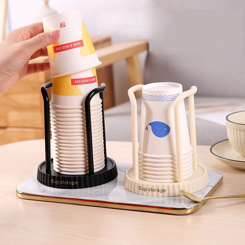 Disposable Cup Storage Holder Rack Shelf Multi-functional Water Tea Cups Dispenser Mug Display Stand Organizer Supplies