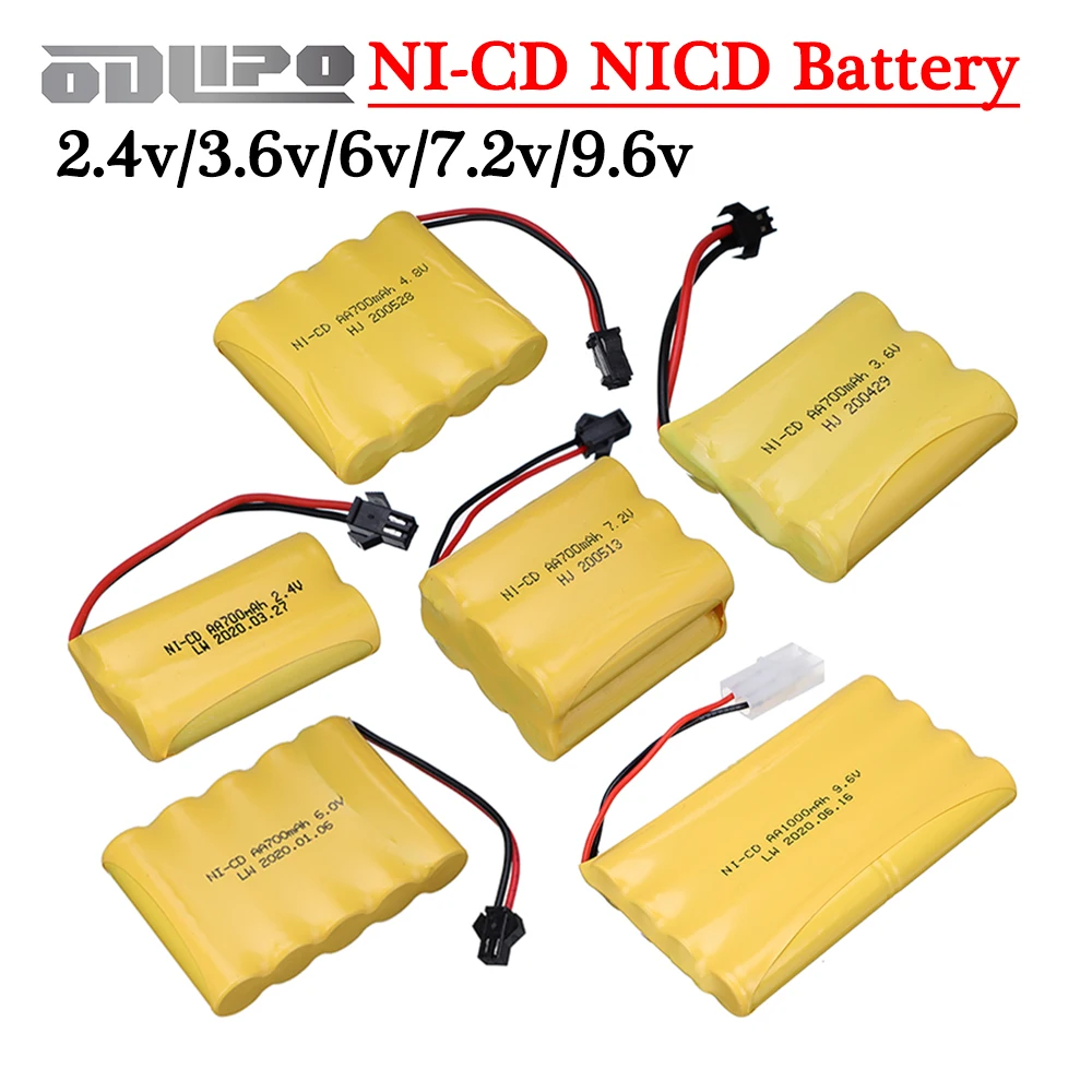 NI-CD NiCD Battery AA 700mah 1000mah 2.4V 3.6V 4.8V 6V 7.2V 9.6V Nicd Rechargeable Battery With SM PLUG For RC Cars Trucks Boats