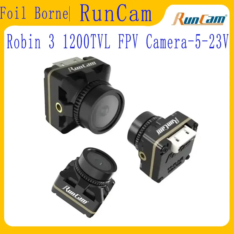 

RunCam Robin 3 1200TVL FPV Camera - 5-23V Wide Voltage 4:3 Aspect Ratio Ultra-Light 5.3g for FPV Racing Drones (19×19×19mm)