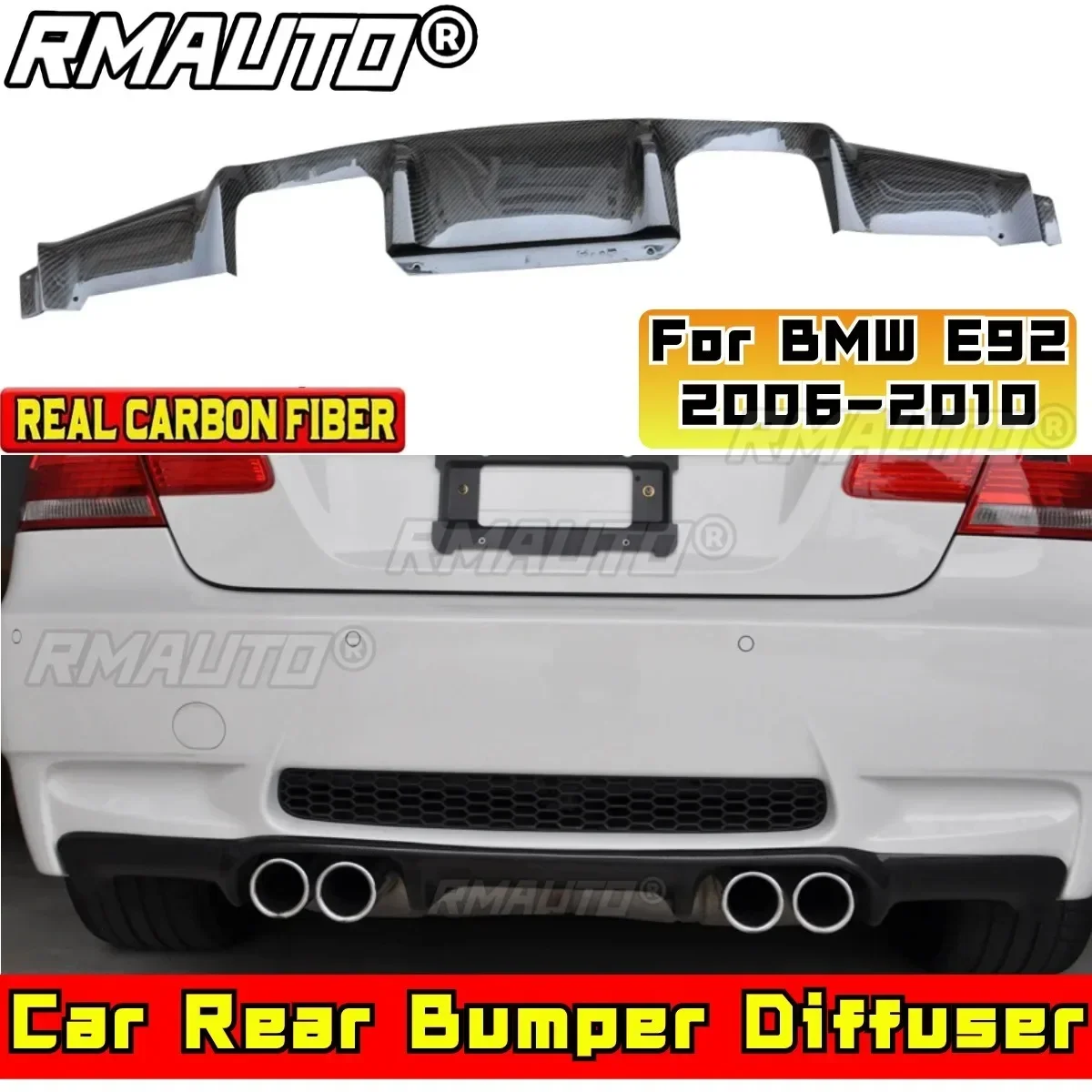 

For BMW E92 2006-2010 Car Accessories BMW E92 Car Rear Bumper Guard Real Carbon Fiber MP Style Spoiler Diffuser Guard Body Kit