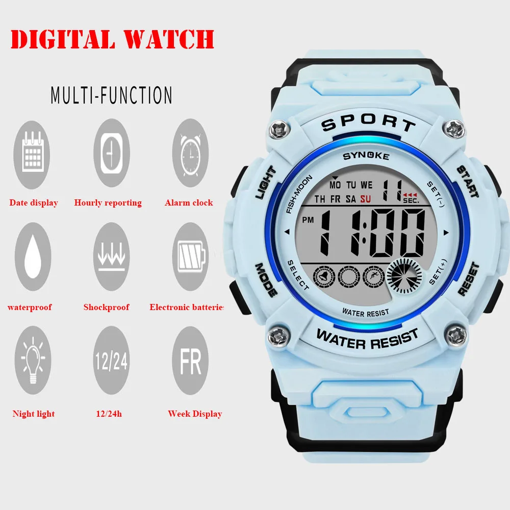 UTHAI Children Student Electronic Watch Waterproof Sport Multi functional Boys Girls Watches For8-22 Year Old New Equipment Gift