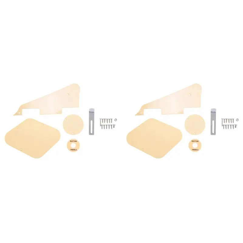 A89E-2Set Yellow Pickguard Cavity Switch Covers Pickup Selector Plate Bracket Screws Fit Les Paul Guitar Style Kit
