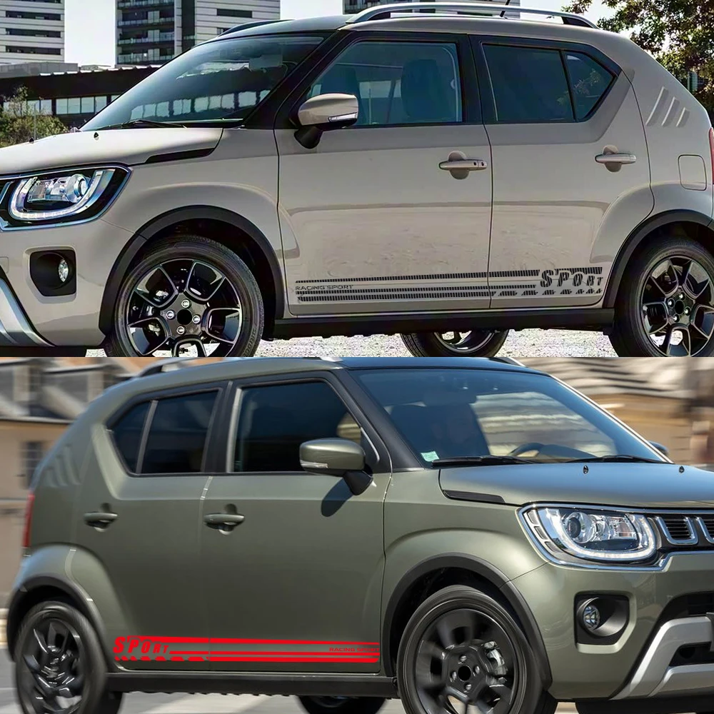 2Pcs PVC Sport Racing Side Door Stripe Decal for Suzuki Ignis FF21S MF 2016‑Now Self‑Adhesive Sport Letter Graphic Vinyl Sticker