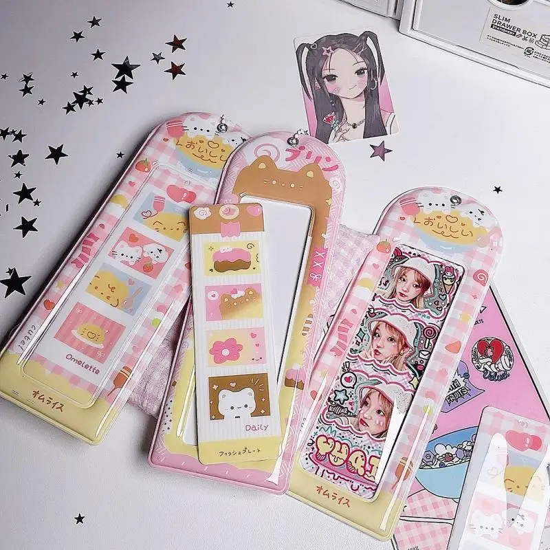 New Cute 4 Grid Card Holder Korea Idol Mini Card Storage Pendant PVC Photocard Holder Transparent Card Case Bookmark Holder