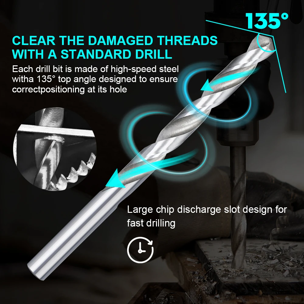 CMCP 25/75/131pcs Car Thread Repair Insert Kit M5 M6 M8 M10 M12 M14 Metric Thread Repair Kit Helicoil Car Pro Coil Tool