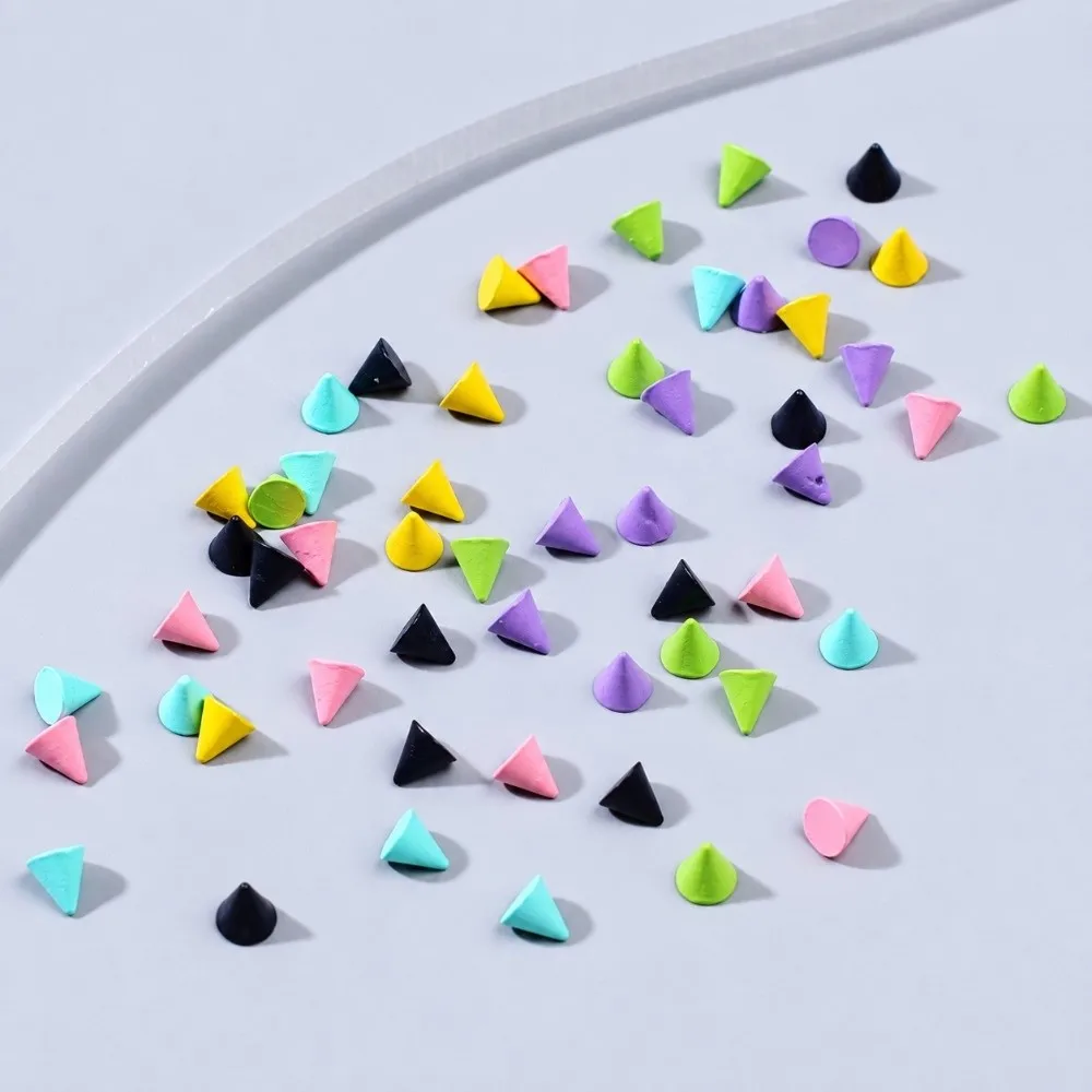 Cool 6 Grid Colorful Rivet Nail Charms Y2K Punk Style Nail Art Charms Halloween Manicure 3D Rivet Nail Charms