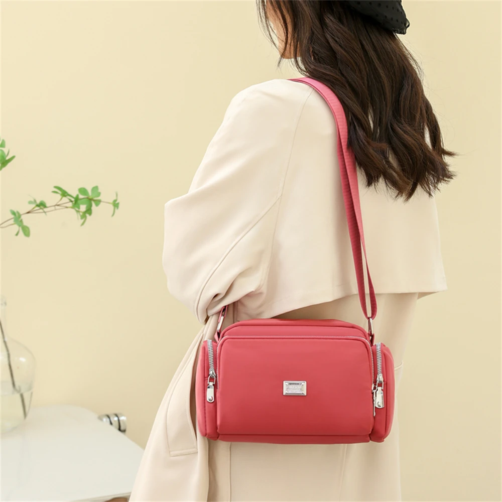 Fashion Ladies Shoulder Bag 2022 New High Quality Nylon Women Messenger Bags Solid Color Small Women\'s Cell Phone Bag Wallet Sac