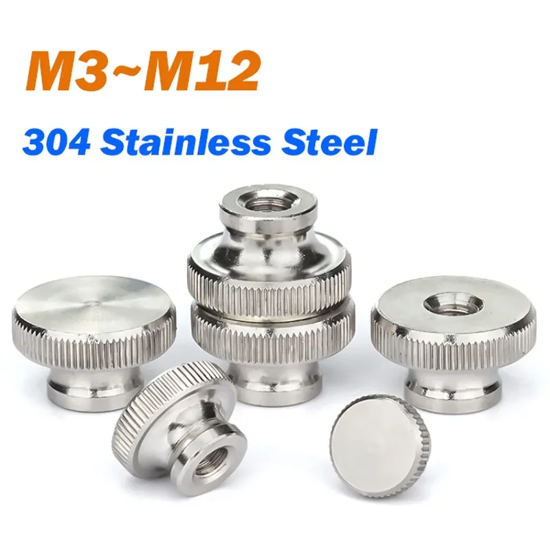 Knurled Thumb Nuts 304 Stainless Steel M3~M12 Round Hand Grip Knobs Nuts High Head Thumb Through Hole Blind Hole Hand Nut