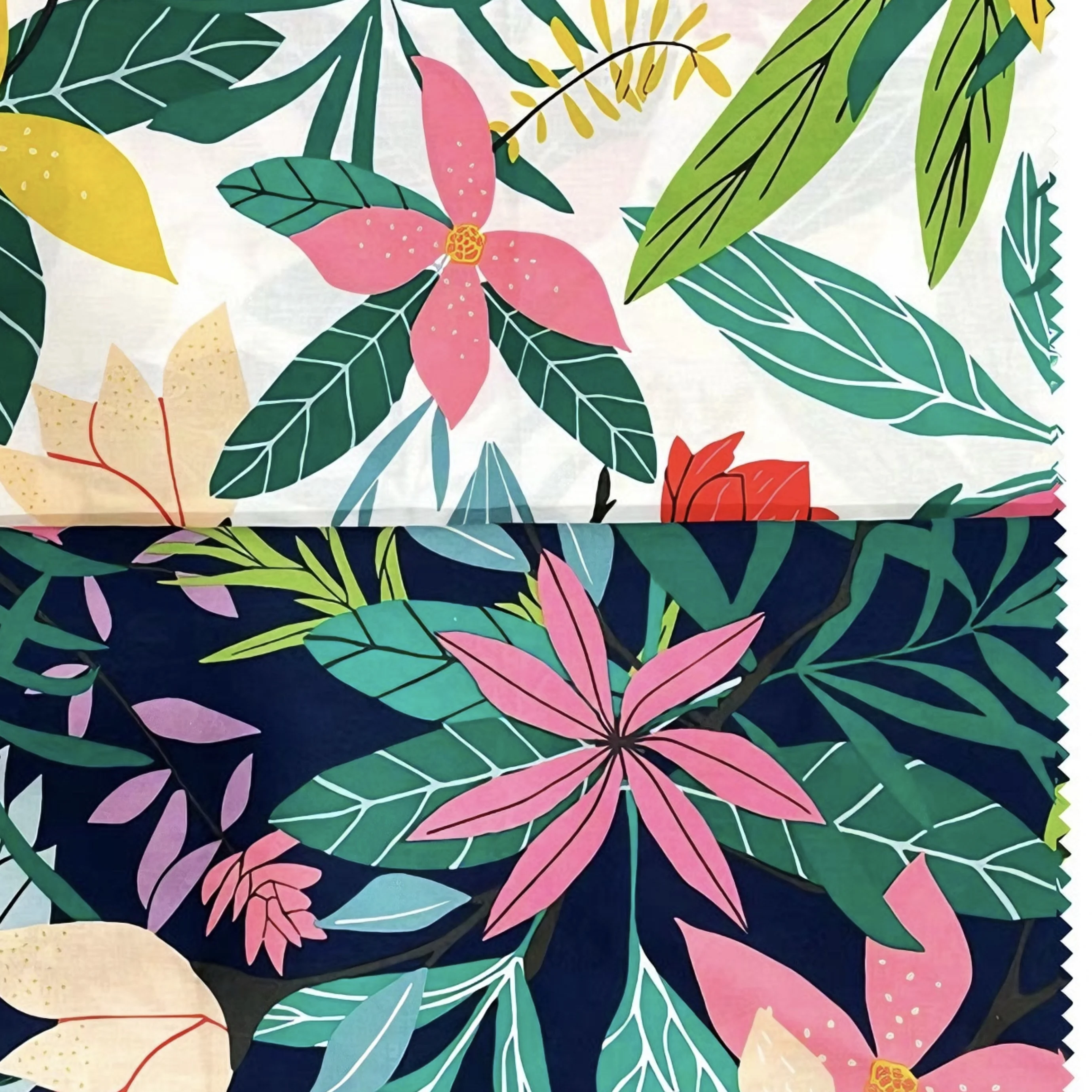 

High Quality 100% Cotton Colorful Tropical Flower Leaf Pattern Fabric Breathable Pure Cotton Textile for Home Decor DIY Craft