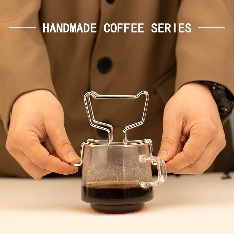 Stainless steel reusable bracket for Japanese disposable hanging ear filter paper, suitable for various cup mouths