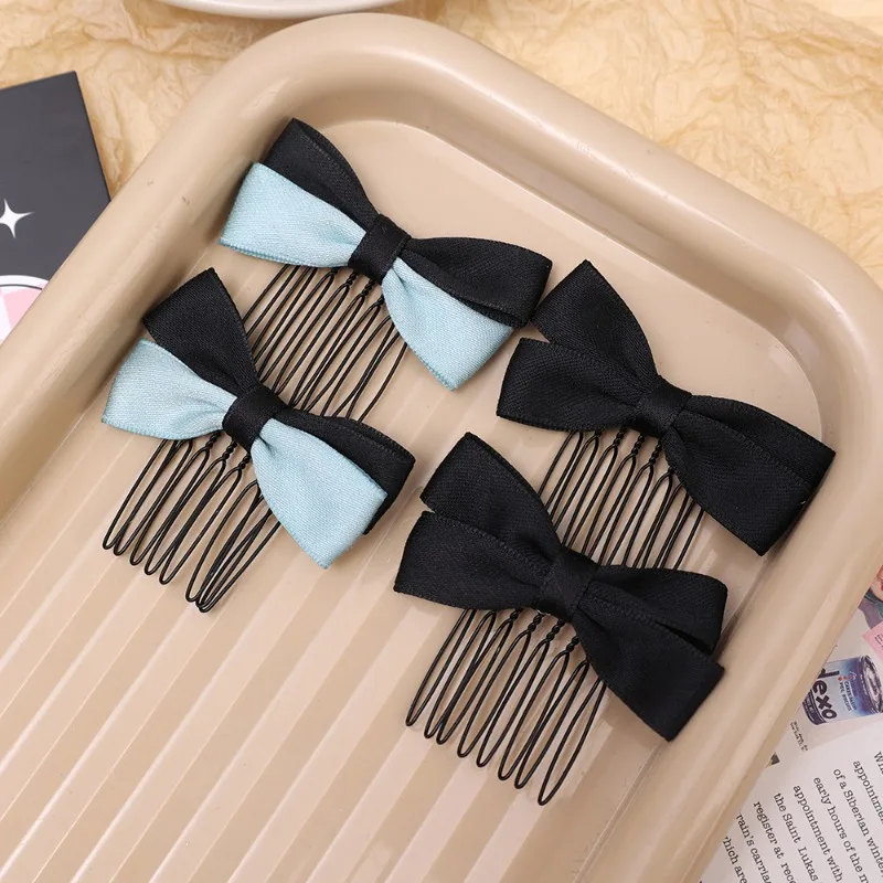 1/2pcs Sweet Black Bow Side Bangs Hair Clip Hairpin Cute Small Bowtie Hair Comb Kids Girls Bobby Pin Hair Accessories Headwear