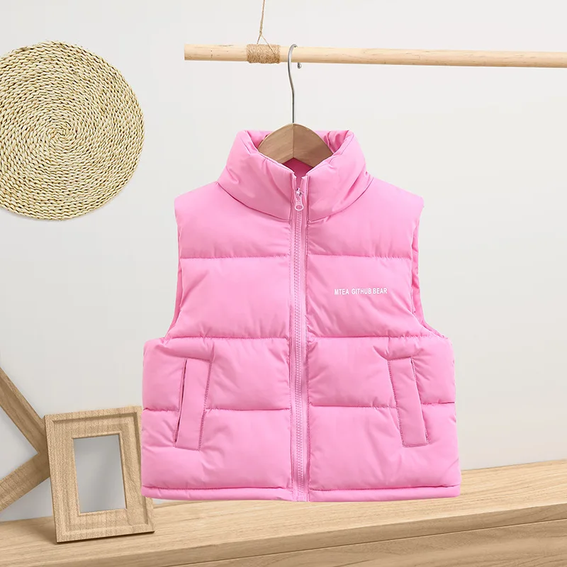 2025 Autumn Winter Children\'s Down cotton Vest Hooded Waterproof Vest For Boy1-8Y Kid sleeveless jacket Baby Girls Waistcoat