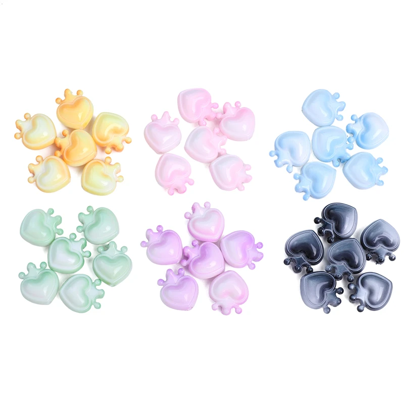 4pcs 17x19mm Acrylic Heart Crown Beads Charm for Earring Bracelet Keychain DIY Jewelry Making