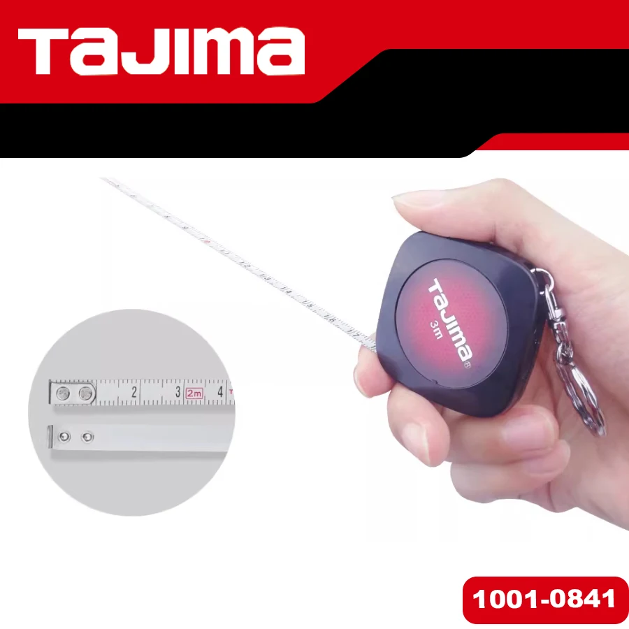 Tajima 1001-0056 1/2/3M Mini Tape Measure 6mm Wide Keychain Ruler Home Tool Accessories