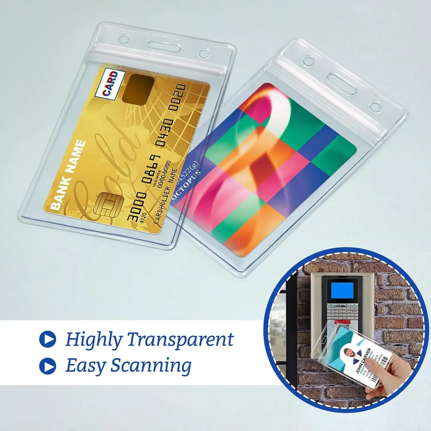 50/20/10PCS Transparent Name ID Badge Holder Waterproof Thick Vertical Business Card Holder Protectors with Resealable Zip image 3