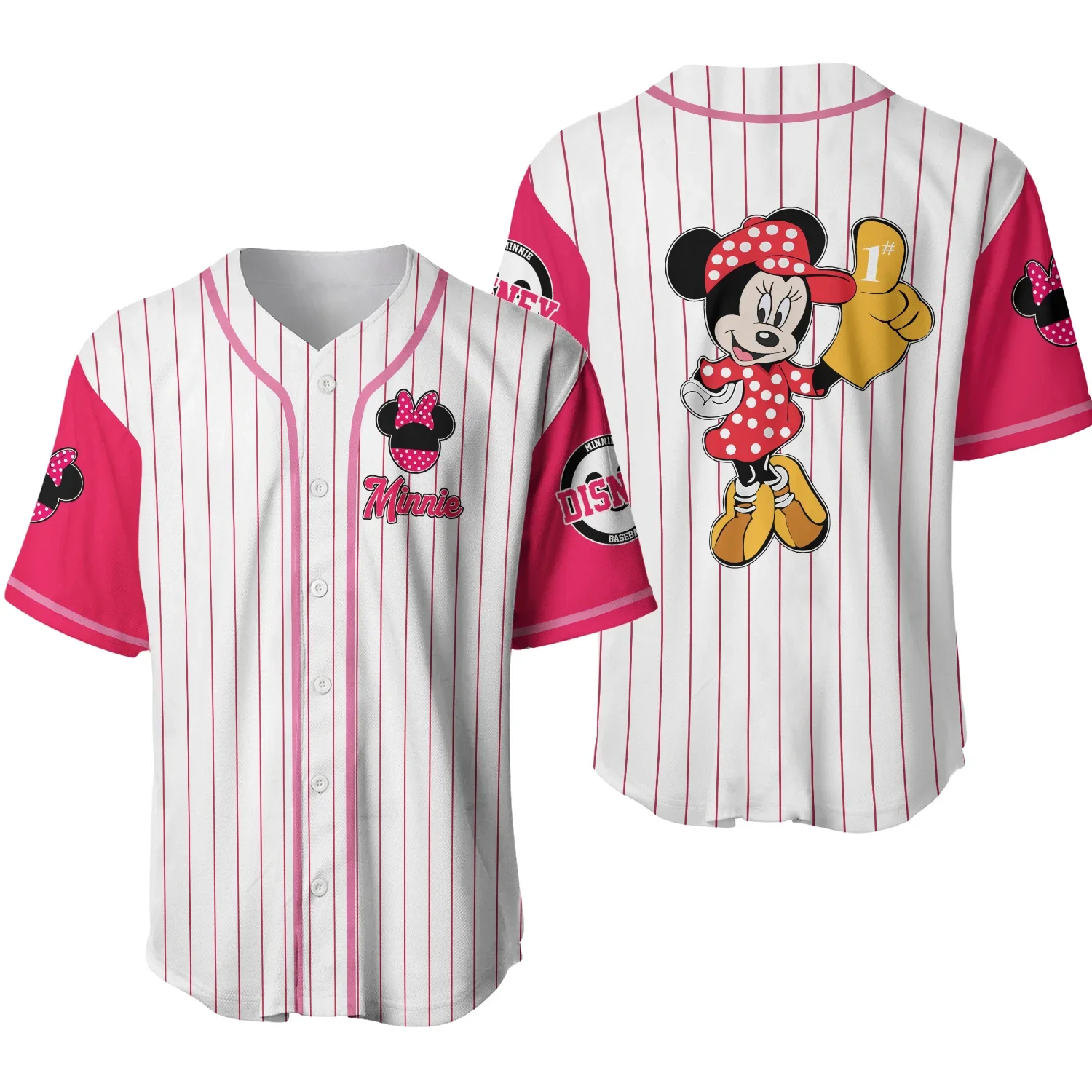 Minnie Mouse Walt Disney World Baseball Jersey Summer Short Sleeve Baseball Shirt Men Women Disney Baseball Jerseys Casual Top