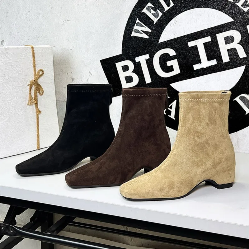 

Women's Boots 2026 Suede Back Zipper Snow Casual Women Shoes Plush Platform Ladies Shoes Fashion Short Tube Winter Ankle Boots