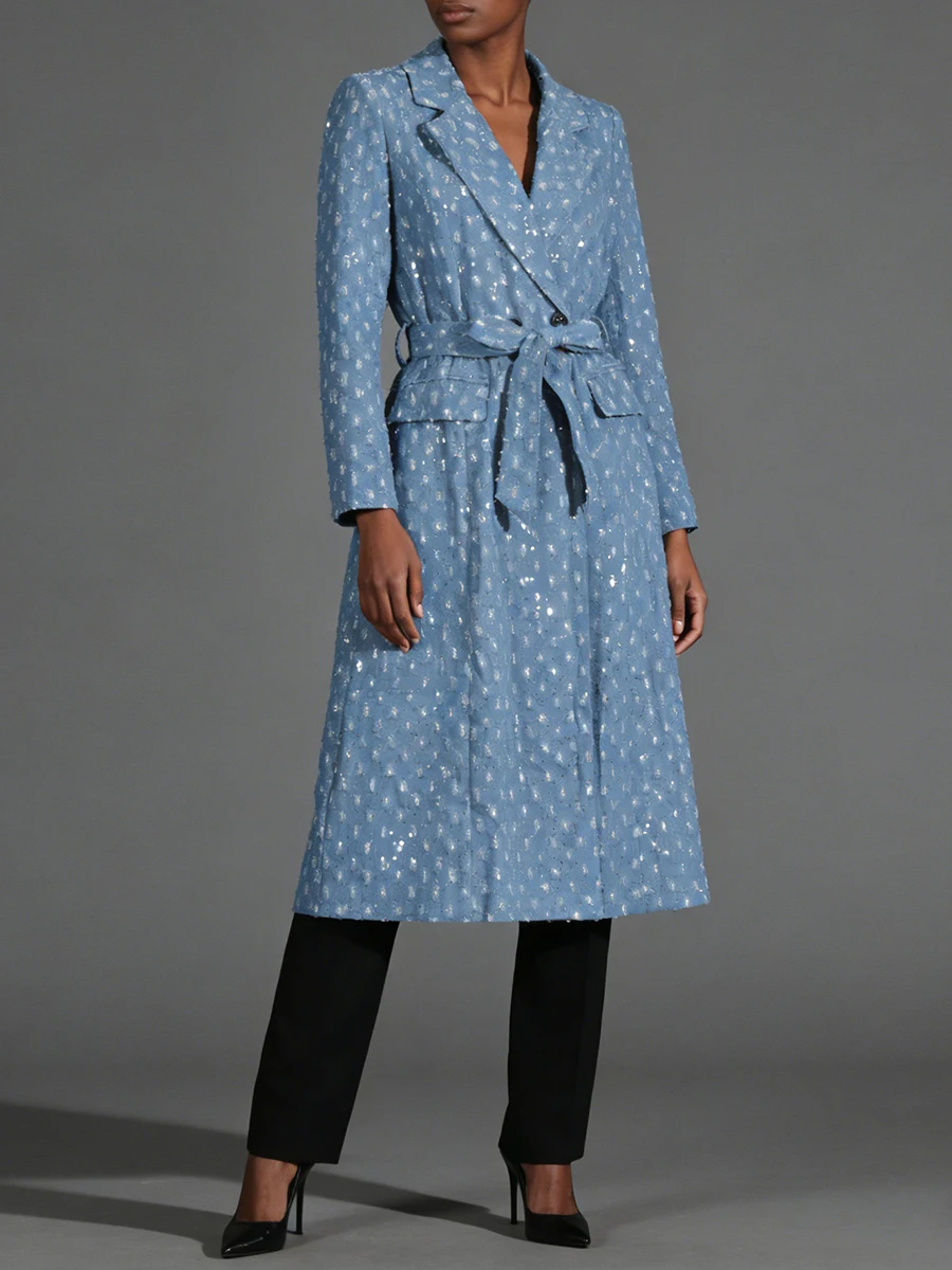 VGH French Style Casual Slimming Trench Coat For Women V Neck Long Sleeve Spliced Lace Up Autumn Elegant Jacket Female Fashion
