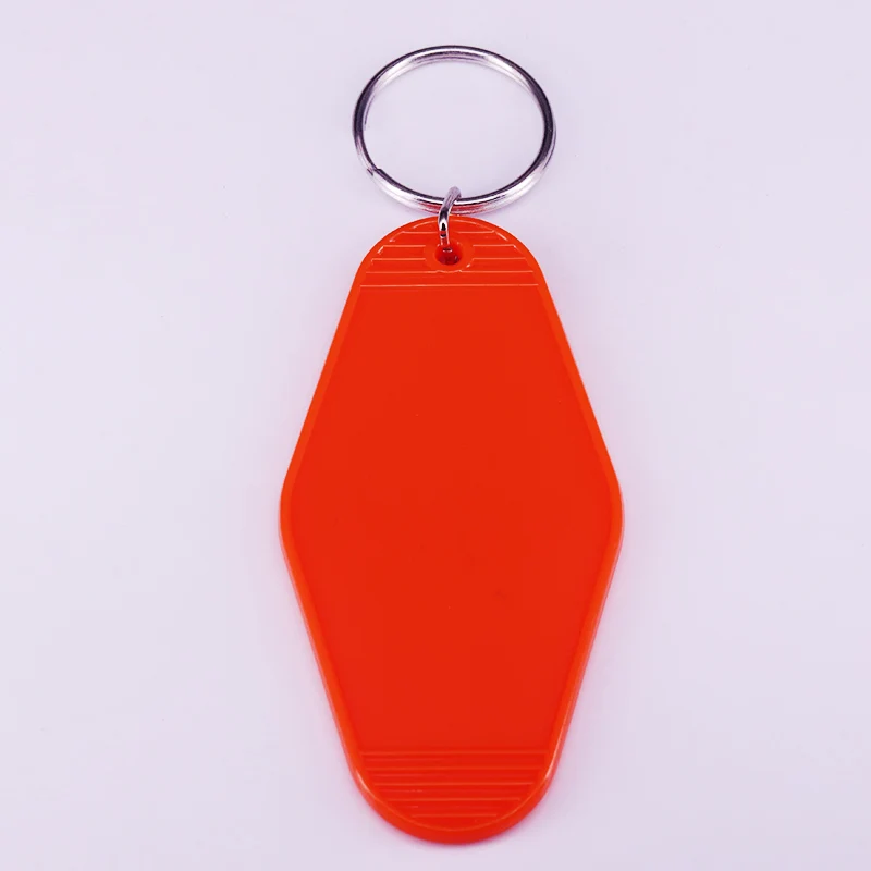 KeyRing Unique Orange Hotel Key Tag Fob Rock Music Retro Style Motel KeyChain Plastic