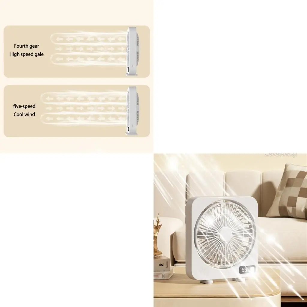 27RB Convenient Energy efficient 1200mAh Desktop Fan for Students and Home Office 360 Degree Oscillating Table Cooling Fan