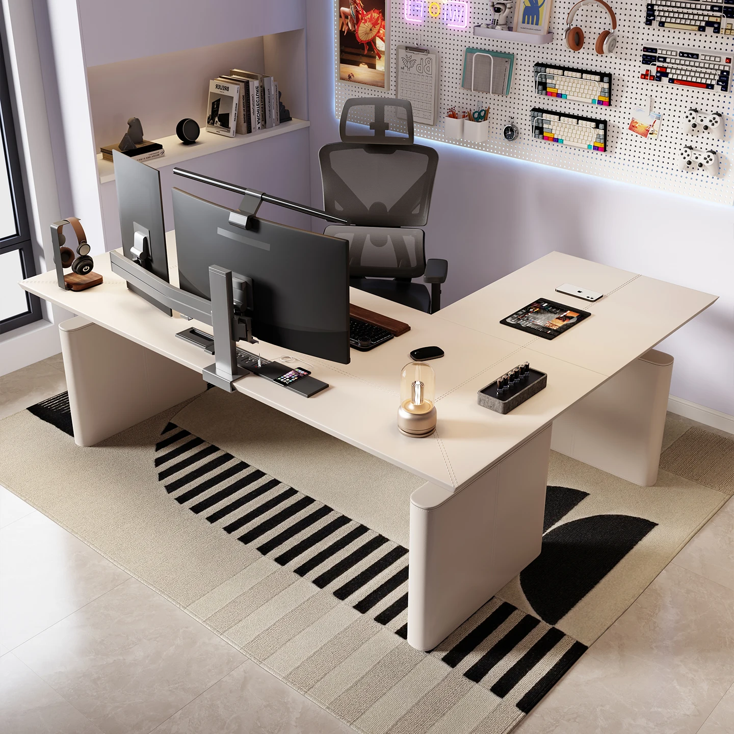 Mesa de elevação elétrica de canto mesa de computador mesa em forma de L doméstica