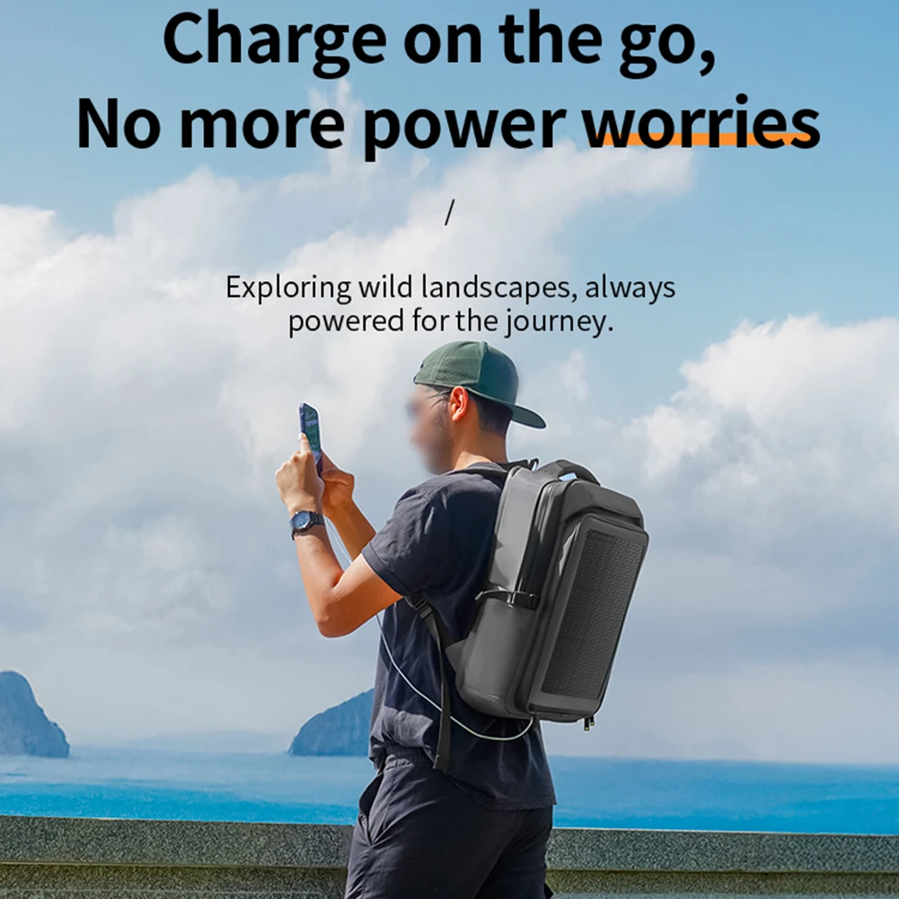 30W Solar Charging Backpack 35L High-capacity Oxford Cloth Material Waterproof Panel Powered Laptop Bag For Outdoor Camping
