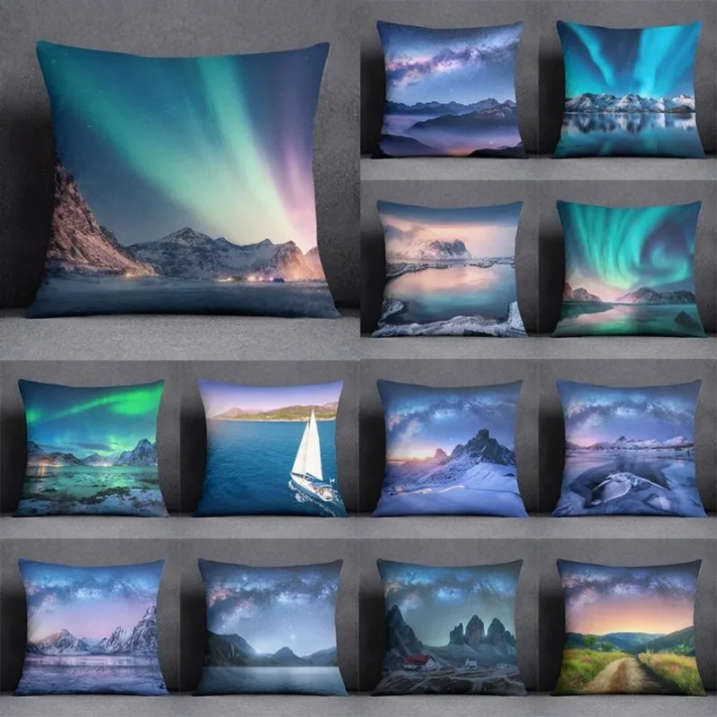 Snow Sky Pattern Collection  Polyester  Gift Home Office Decor  Bedroom Sofa Car Cushion Cover case