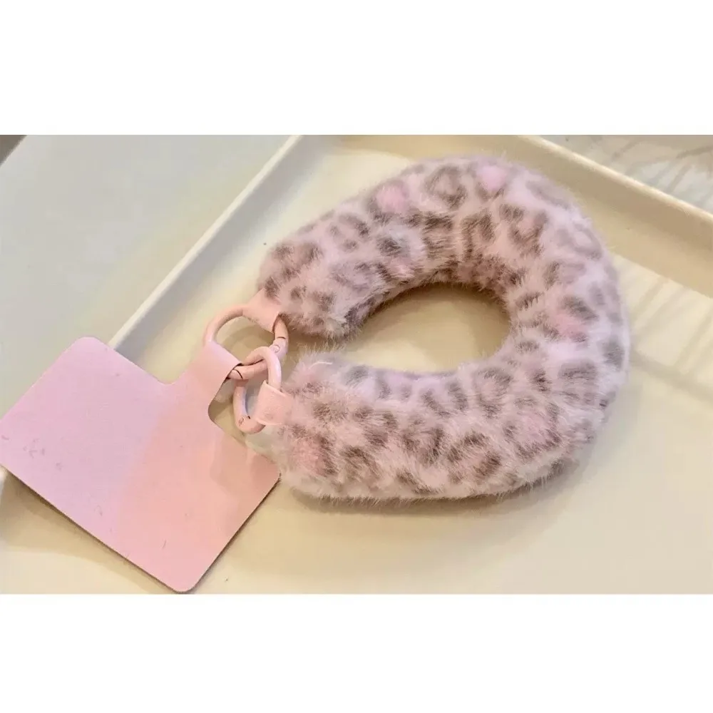 Exquisite Winter Mobile Phone Wrist Strap Warm Phone Lanyard Leopard Print Colorful Cellphone Chain Rope Cell Accessories