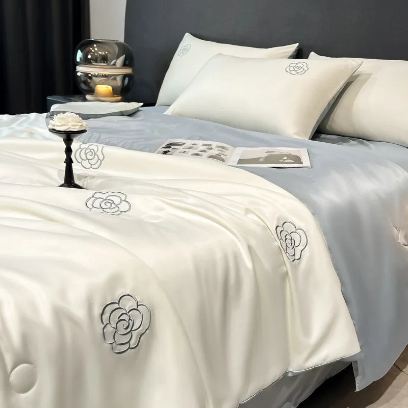 Lce Silk Xia Liang Quilt Bed Four-piece Light Luxury Premium Summer Single Sheet Summer Quilt Kit