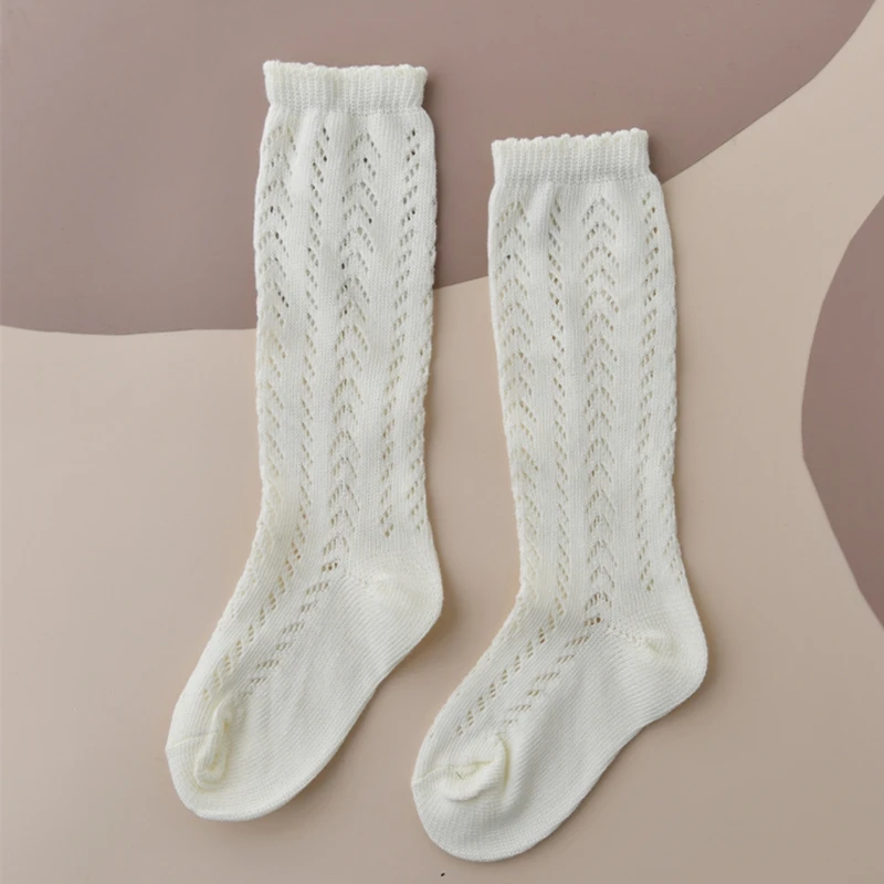 New Summer Children Socks Baby Girls Knee High Toddler Socks Cotton Long Tube Cute Princess Mesh Socks Kids Hollow Out Socken