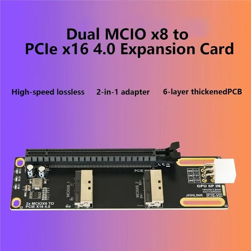 Ingenious-MCIO X8 To Pcie X16 4.0 Expansion Card MCIO X8 To Pcie X16 Adapter Card For GPU AI Training VFX Render Workstation