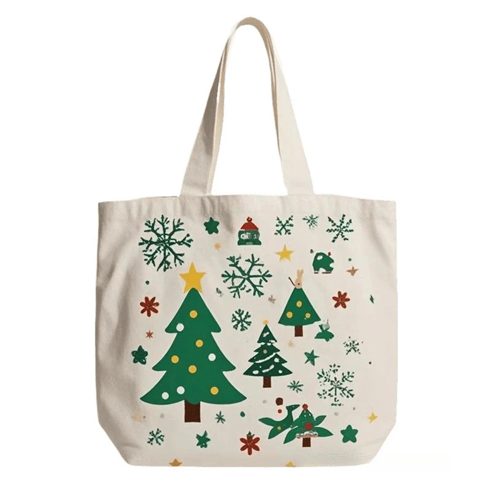 

Christmas Gift Bags Cartoon Santa Claus Elk Christmas Tree Tote Canvas Bag Large Capacity Holiday Shopping Bag Happy New Year