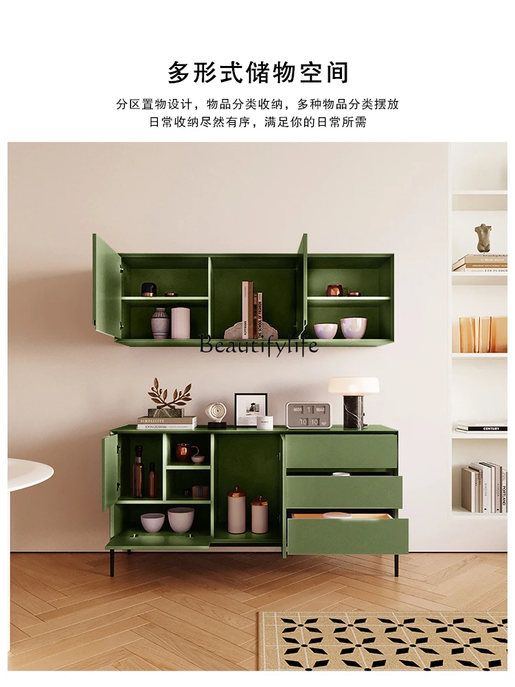 *Side cabinet Modern simple living room Household solid wood storage against the wall